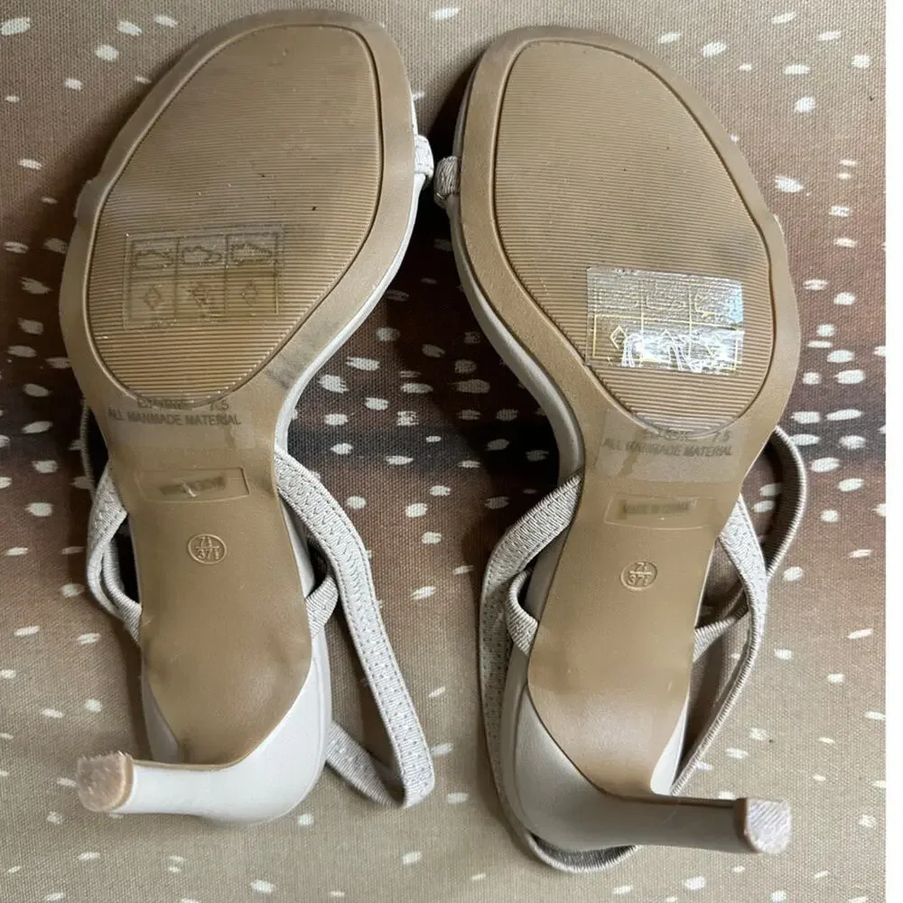 NWOT LULUS Babie Light Nude Strappy High Heel Sandals Size 7.5